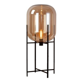 Lampara De Pie Rita Vidrio Ambar E27  Negro