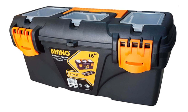 CAJA DE HERRAMIENTAS PLÁSTICA MANO 2 CIERRES MEDIDAS 410X209X195 COR-16