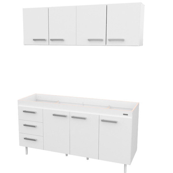 Combo Mueble Cocina Mosconi 1,60m Sin Bacha Blanco