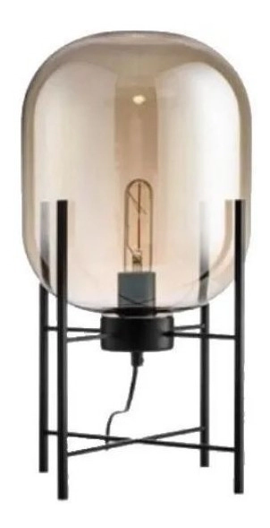 Lampara De Mesa Rita Vidrio Ambar E27 Negro