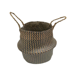 CESTO LANDON DE PALMA ESTILO VIETNAMITA NATURAL Y GRIS ZIGZAG