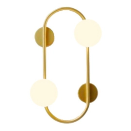 Aplique Trust Pared 2 Globo G9 Opal Satinado Dorado