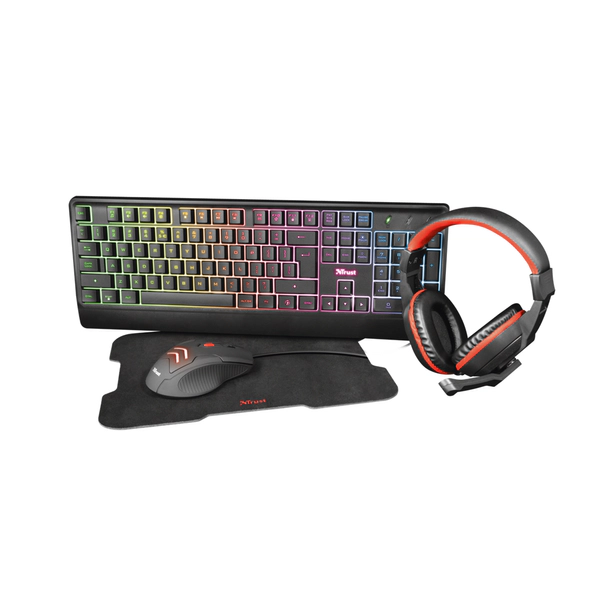 TECLADO + MOUSE + AURICULAR C/MIC + PAD TRUST ZIVA GAMING
