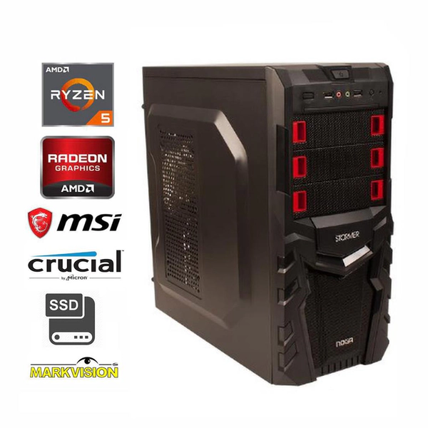 PC ARMADA GAMER RYZEN 5 4600G 8GB SSD 250GB GABINETE 550W TECLADO MOUSE AURICUL