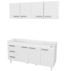 Combo Mueble Cocina Mosconi 1,60m Sin Bacha Blanco