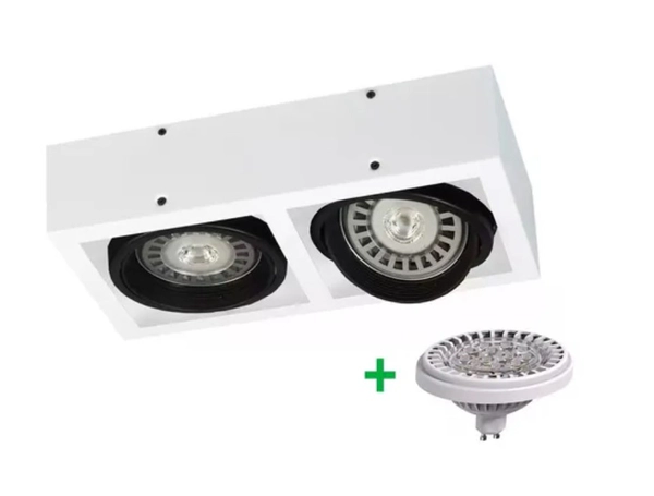 Plafon Ar111 Box 2 Luces Gu10 Blanco Calido