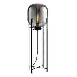 Lampara De Pie Rita Vidrio Humo E27  Negro