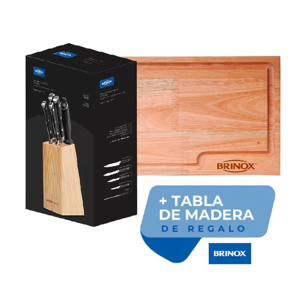 SET BRINOX DE 5 PIEZAS - INFINITY ACERO INOX CON TACO TABLA (2519115)(LBRIN005