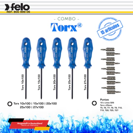Juego de Destornilladores Felo S800 5 Torx y 10 Puntas