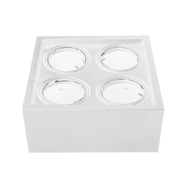Plafon Cardanico Ar111 Cuadrado 4 Luces 335X335X150 Blanco