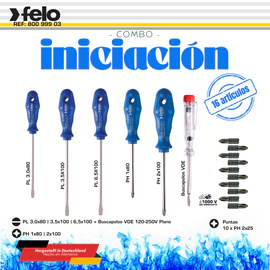 Juego de Destornilladores Felo S800 con Buscapolo y Puntas