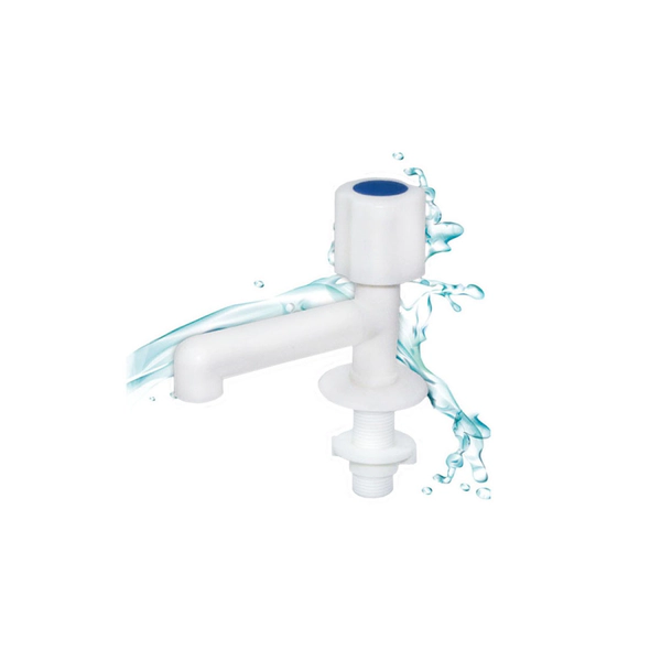 GRIFO PLÁSTICO PARA MESADA PICO RECTO FIJO MEDIO GIRO