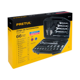 Juego de 66 herramientas 1/4" y 3/8" para mecánico, Pretul