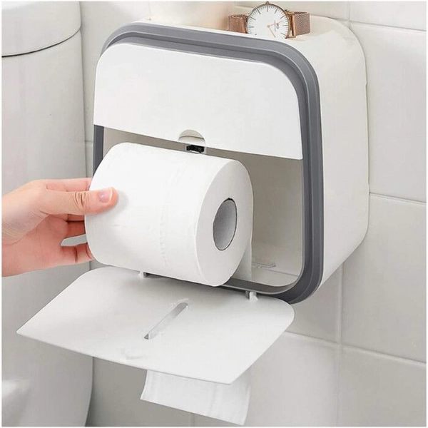 SOPORTE DE PAPEL HIGIÉNICO DE DOBLE CAPA, RESISTENTE AL AGUA, SIN PERFORACIÓN