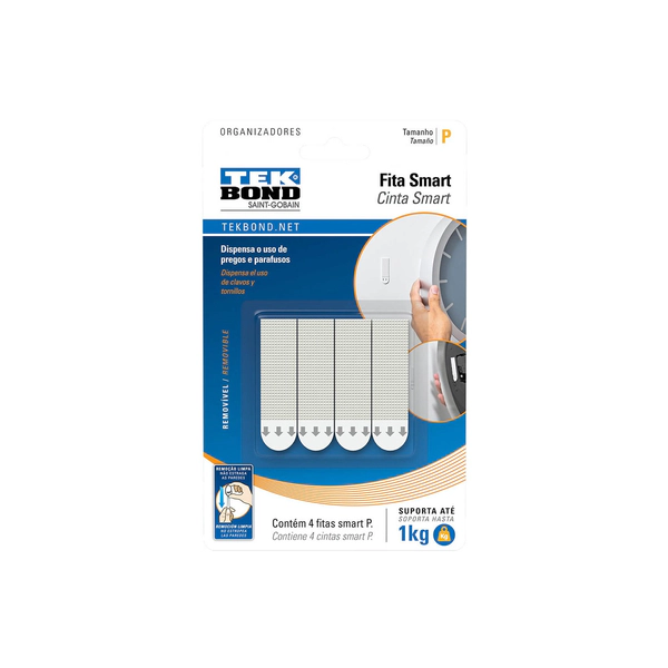 CINTA ADHESIVA DOBLE FAZ PARA SMART 1KG X4 UNIDADES EN BLISTER TEK BOND