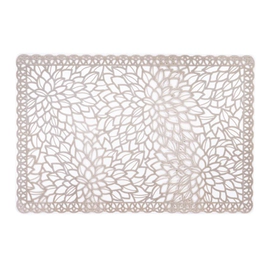 INDIVIDUAL LANDON DE PVC RECTANGULAR SET X 6 GRIS CON TRAMADO Y TRANSPARENCIA