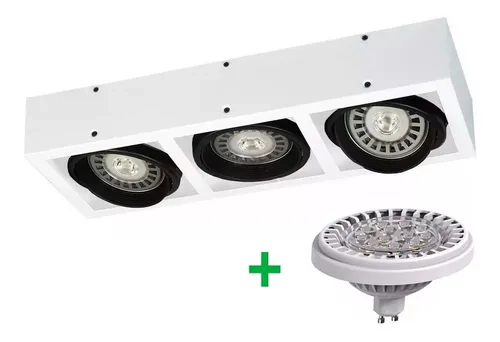 Aplique Plafon Box Lampara Ar111 3 Luces Led Cardanico 36w Neutro