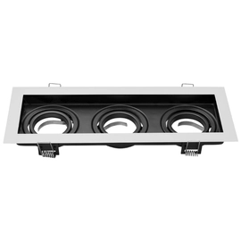 Spot Embutido Rectangular Dicroica Cardan 3 Luces 270X100 Blanco