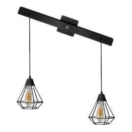 Lampara Barral Colgante 2 Luces Mini Jaula Diamante Apto Led Negro