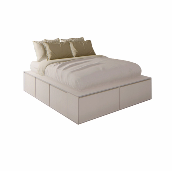 Cama PRO EMC 140 cm con 6 cajones y 2 zapateros Blanco
