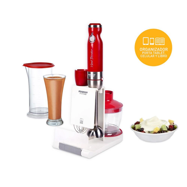 LICUADORA DE MANO PEABODY SMARTCHEF PE-LMA327R MIXER 800W ROJA
