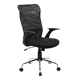 SILLA DE OFICINA ONE BOX OB-SO2 RESPALDO ALTO MALLA NEGRO CON BASE CROMADA