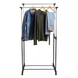 Perchero Shoppy Doble Barral Para Perchas Movil Con Estante