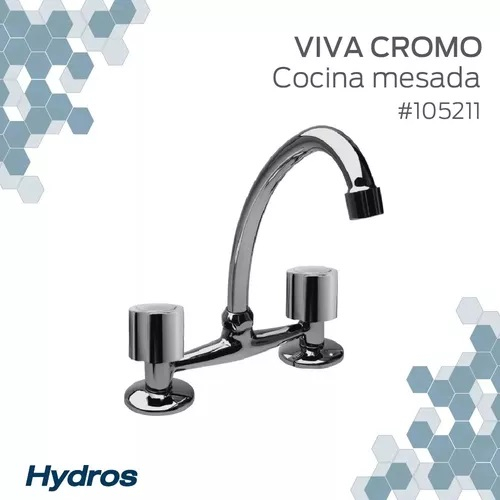 Griferia Para Cocina Hydros Viva Cromo 105211 Doble Comando