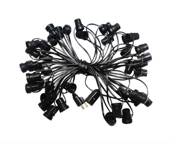 Guirnalda 20M Negro Con 40 Portalampara Eco Led 80W Frio