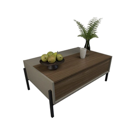 Mesa Ratona De Centro Living Con Puerta Melamina GRIS NOGAL