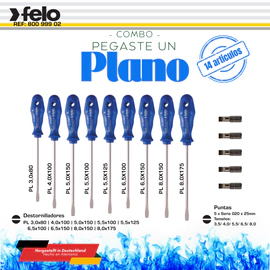 Juego de Destornilladores Felo S800 9 Planos y 5 Puntas PL