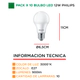 Pack X10 Ecohome Bulbo 12W Calido
