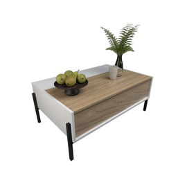 Mesa Ratona De Centro Living Con Puerta Melamina EVEREST NEVADO