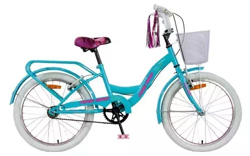 BICICLETA FIREBIRD RODADO 20 NENA CON CANASTO Y TIMBRE COLOR CELESTE