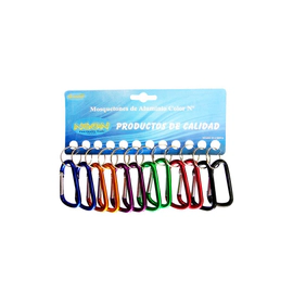 MOSQUETONES DE ALUMINIO DE COLORES X12 DE 8CM NEÓN EVOL0198