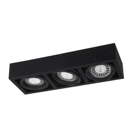Plafon Ar111 Box 3 Luces Gu10 Negro Frio