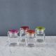 Especieros de Vidrio x4 Con Tapa Clip de Colores 120 cc