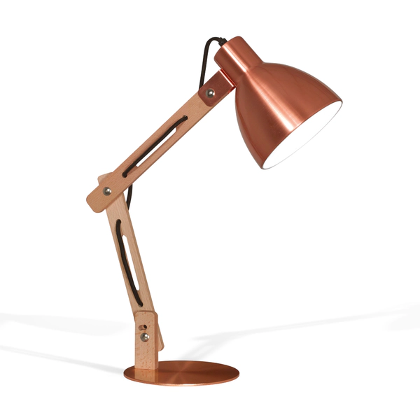 Velador Con Brazo De Madera Genk 61Cm 220V Cobre