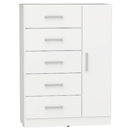 CHIFONIER NORDICA ORLANDI BL 3412 BAHIA - BLANCO 5 CAJONES 1 PUERTA