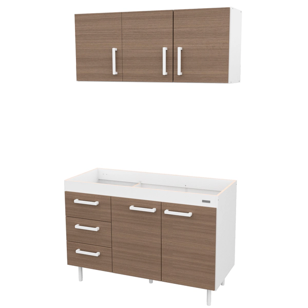Combo Mueble Cocina Mosconi 1,20m Sin Bac Blanco Carva Mezzo