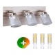 Aplique Pared 3 Luces Baño Inoxidable Vidrio Platil Con Led Cálida