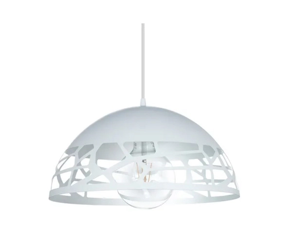 Lampara Techo Colgante Galponera Oviedo Media Esfera 40Cm Blanco