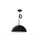 Lampara Colgante Deco Bell03 Media Esfera Negro Con Madera E27