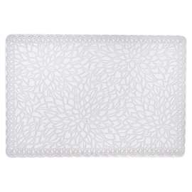 INDIVIDUAL LANDON DE PVC RECTANGULAR SET X 6 BLANCO CON TRAMADO Y TRANSPARENCI