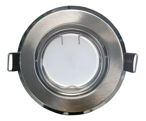 Spot Led Embutir Redondo Acero Con Dicroica 7w Completo Cálida