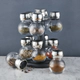 Set x12 Especieros Giratorios Vidrio Con Tapa Doble Apertura