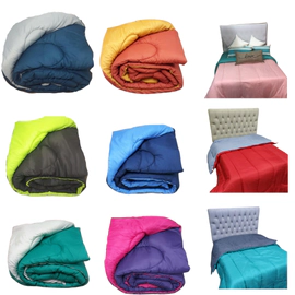 Acolchado 2 1/2 Plazas Universo Liso Rreversible Colores Varios
