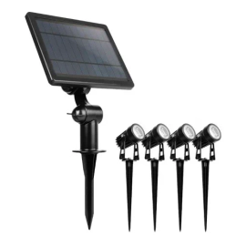Panel Solar Exterior Con 4 Estacas Jabalinas Led Cálido Macroled