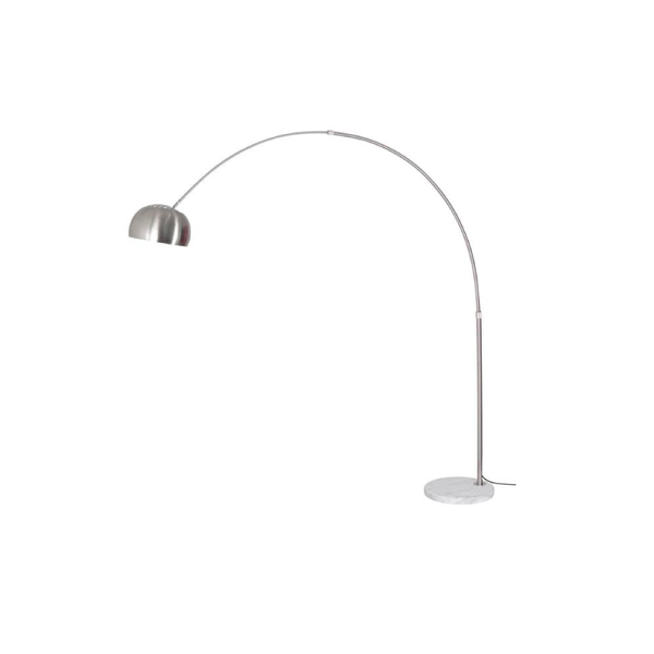 Lampara De Pie Rock Xl Base Marmol + Acero Inox Blanco