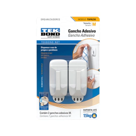 GANCHO ADHESIVO MEDIANO TOPAZIO BLANCO BLISTER X2 UNIDADES TEK BOND